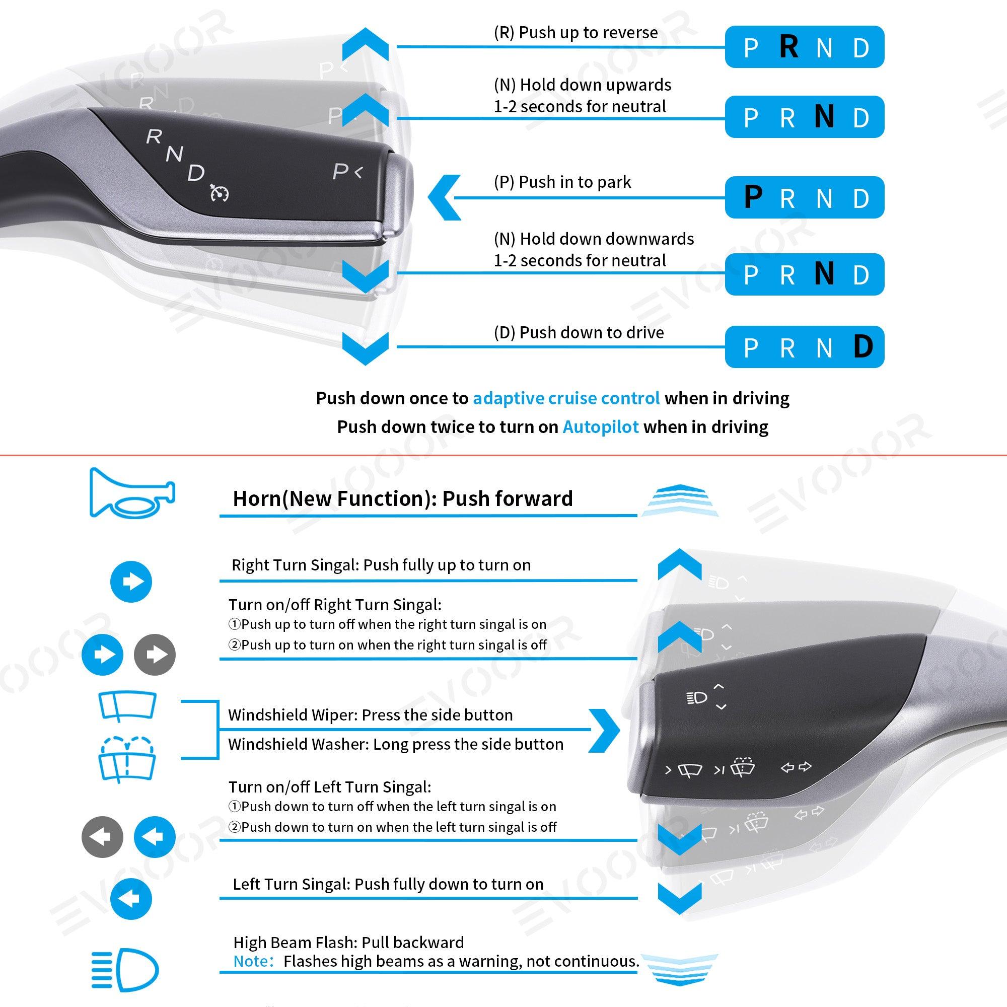 Model 3 Highland OEM Style Gear Shift Stalk Switch Turn Signal Lever Kit for Tesla - Evooor