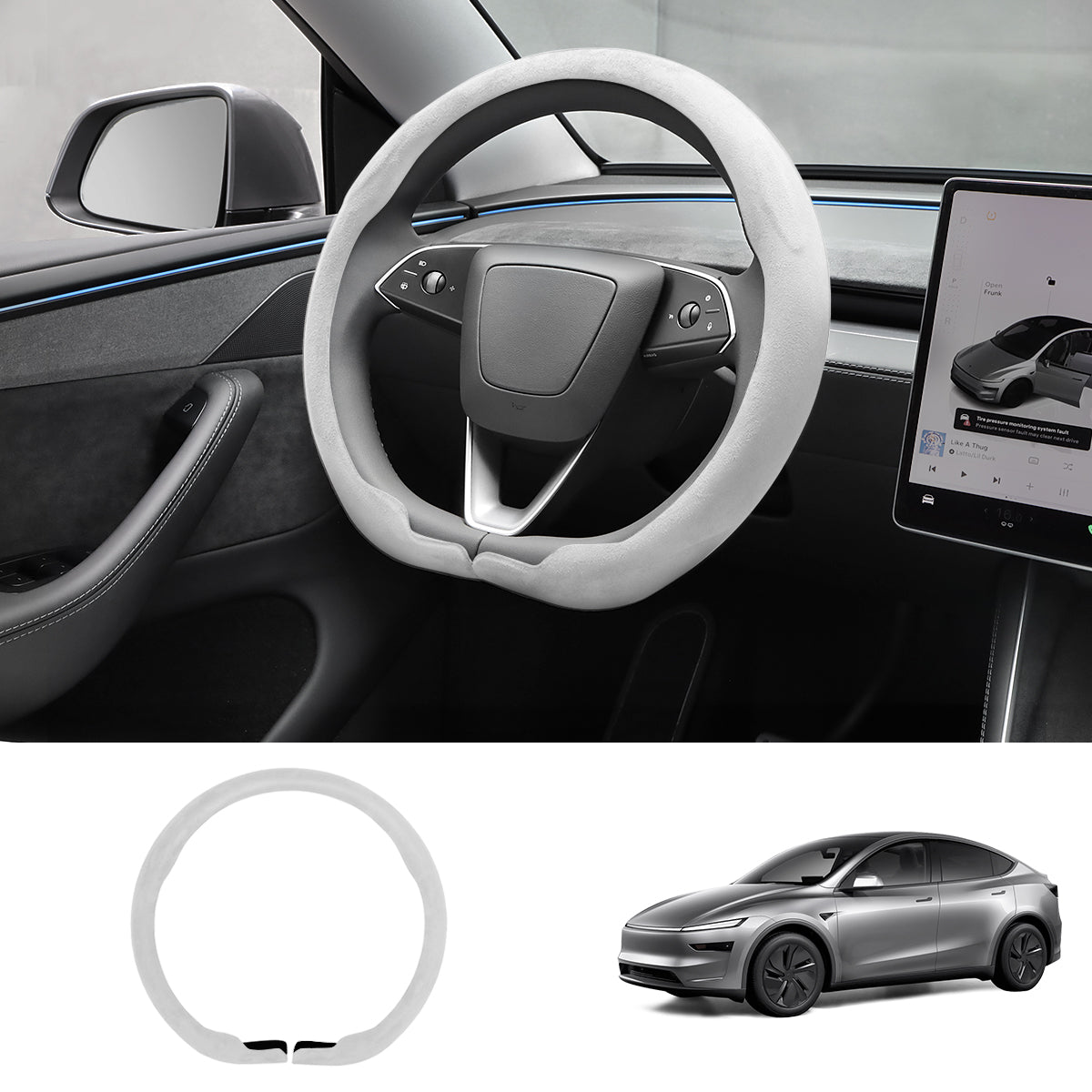 Alcantara Half-Open Steering Wheel Cover for Tesla Model 3/Y