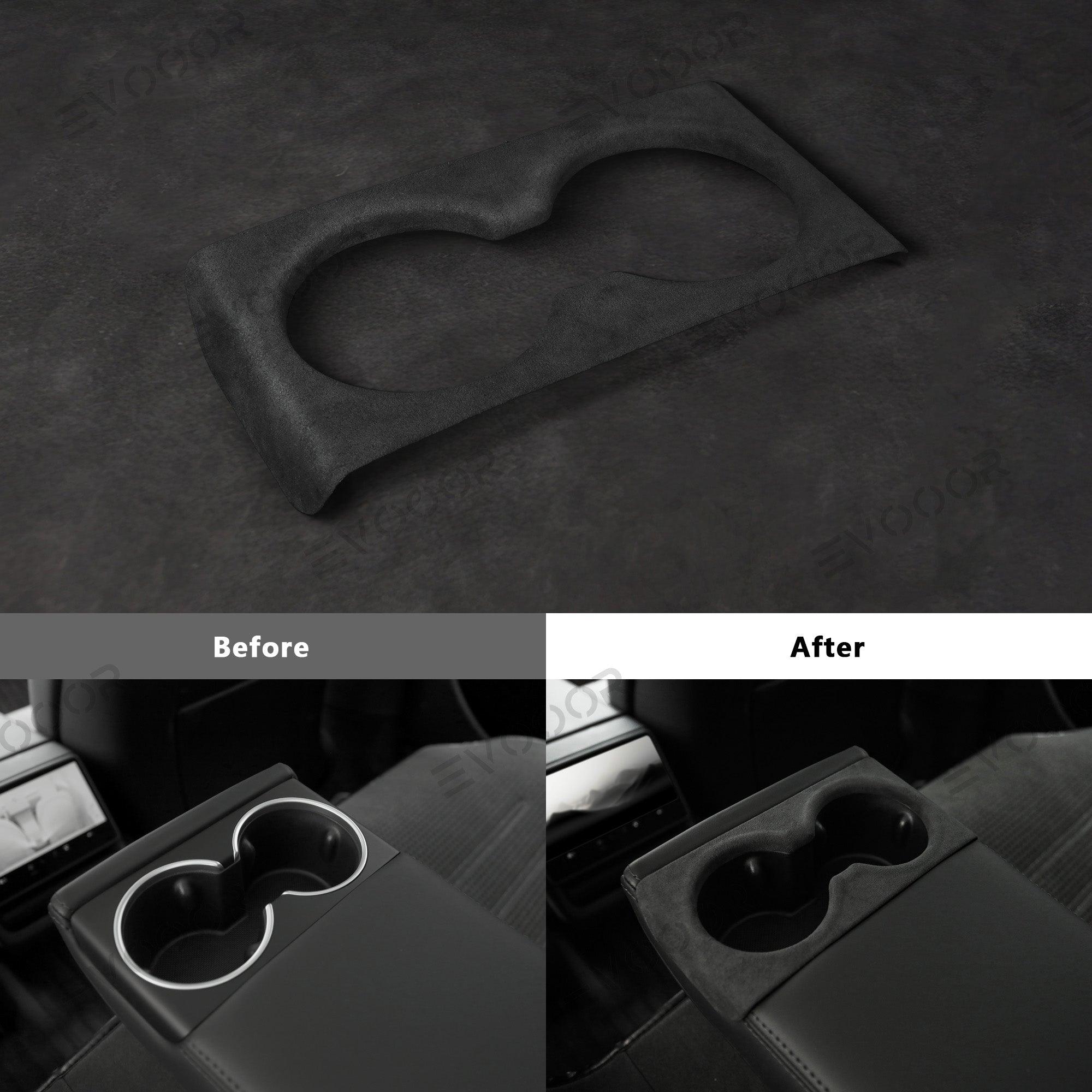 Tesla Alcantara Rear Seat Cup Cover For 2024 Model 3 Highland - Evooor
