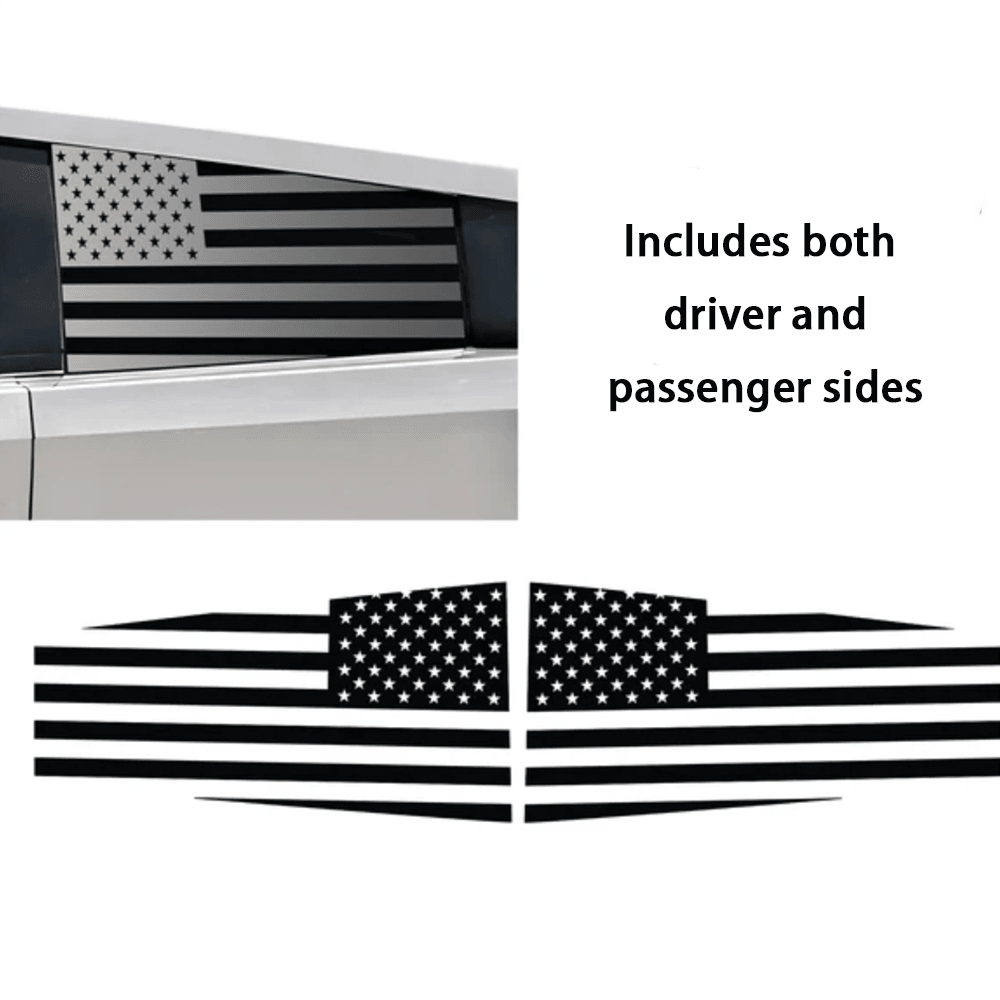 Rear Window American Flag Vinyl Stickers (2PCS) for Tesla Cybertruck - Evooor