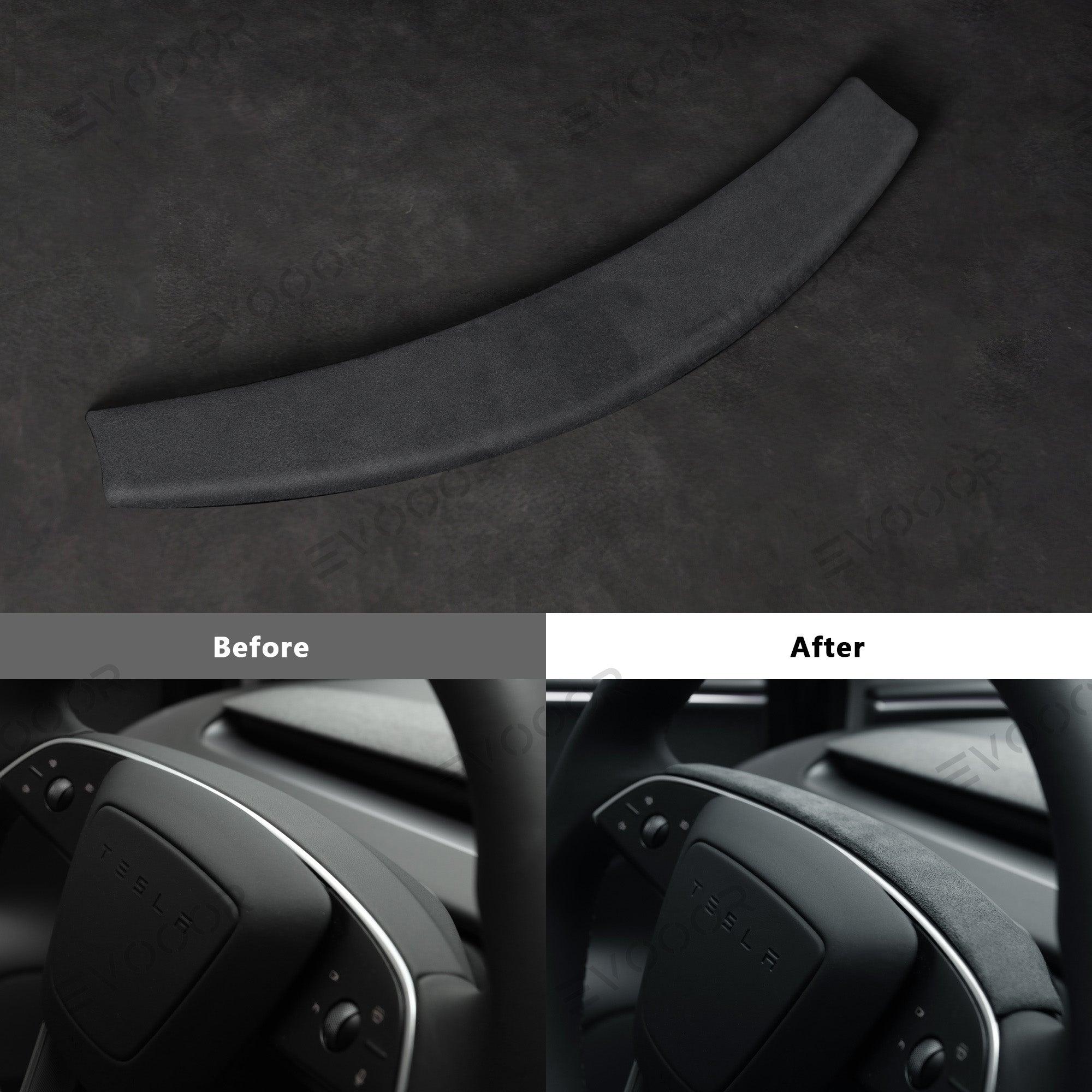 2024 Model 3 Highland Alcantara Steering Wheel Strip Cover For Tesla - Evooor
