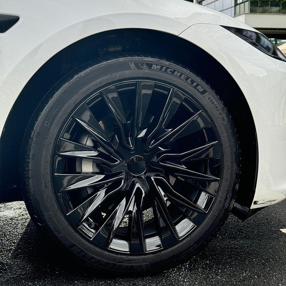 Nova Style Wheel Hubcaps (Set of 4) for Tesla 2024+ Model 3 Highland 18'' Photon Wheels (Inspired by 19'' Nova Wheels) - Evooor