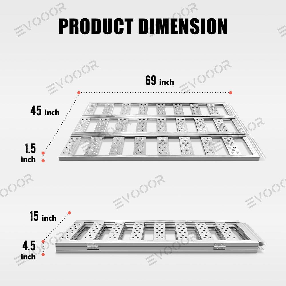 Full-Width Aluminum Tri-Fold Ramps with Load Straps for Tesla Cybertruck - Evooor
