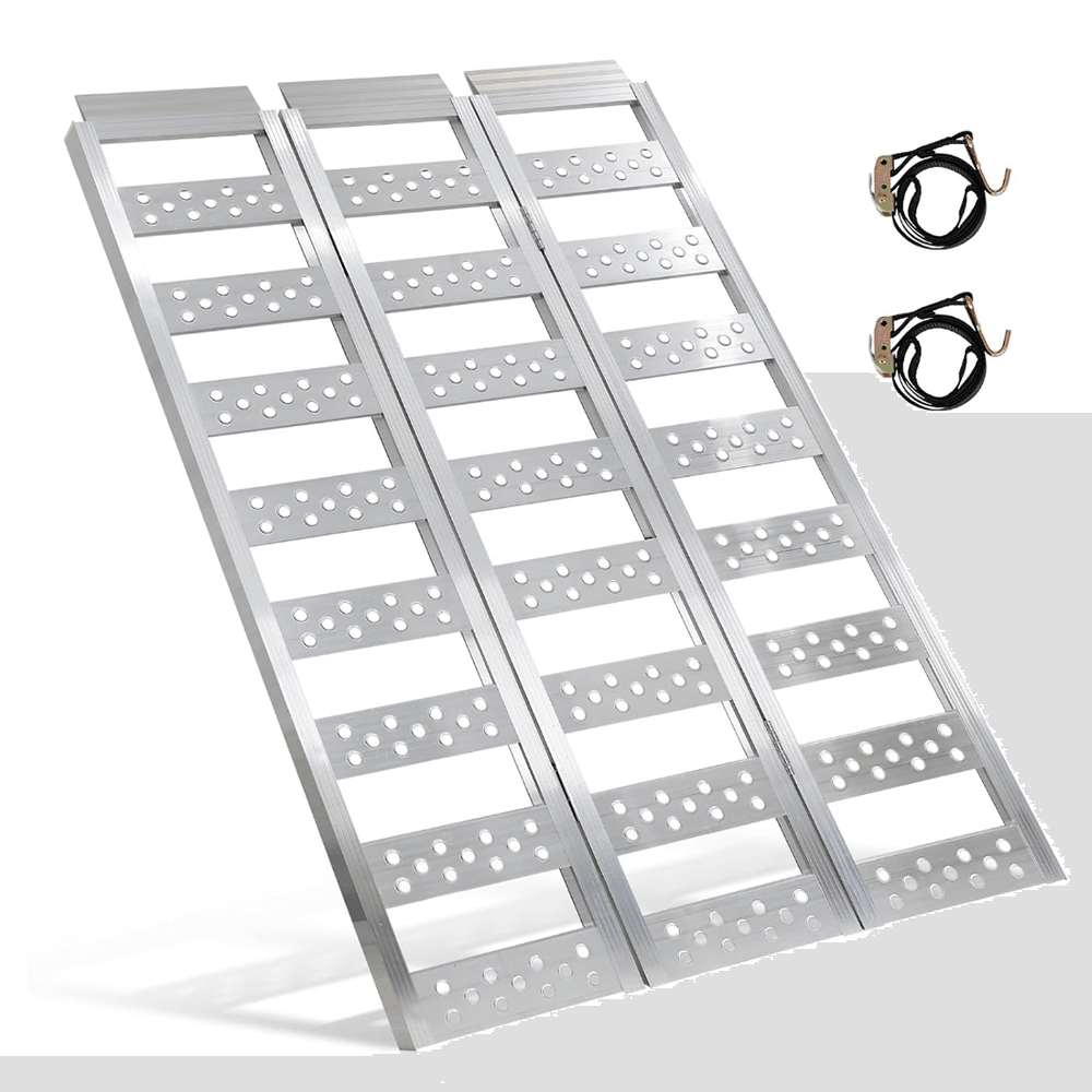 Full-Width Aluminum Tri-Fold Ramps with Load Straps for Tesla Cybertruck - Evooor