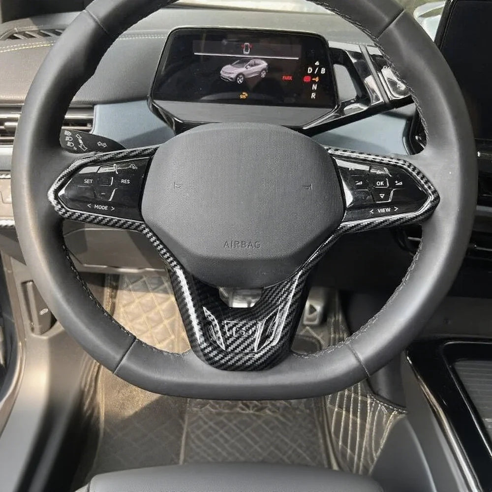 ABS Carbon Fiber Texture Steering Wheel Cover Trim Sticker For VW ID.3 - Evooor