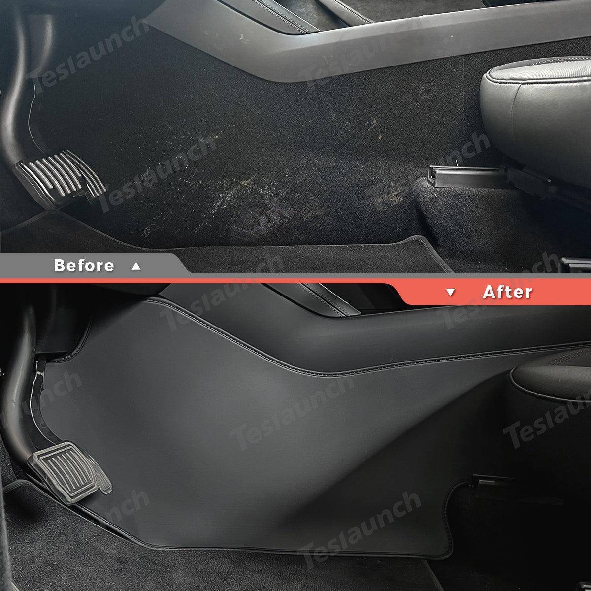 Extended-Length Center Console Side Kick Protection Pads -2-Piece Napa Leather Set for Tesla Model Y Juniper 2025+ - Evooor