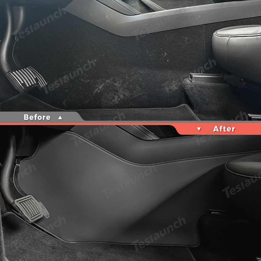 Extended-Length Center Console Side Kick Protection Pads -2-Piece Napa Leather Set for Tesla Model Y Juniper 2025+ - Evooor