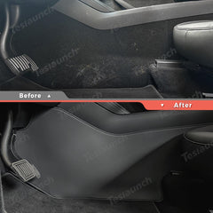 Extended-Length Center Console Side Kick Protection Pads -2-Piece Napa Leather Set for Tesla Model Y Juniper 2025+ - Evooor