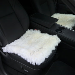 Faux Sheepskin Front Seat Covers Black/White For Tesla Model S/X/3/Y (2012-2023) 2PCS