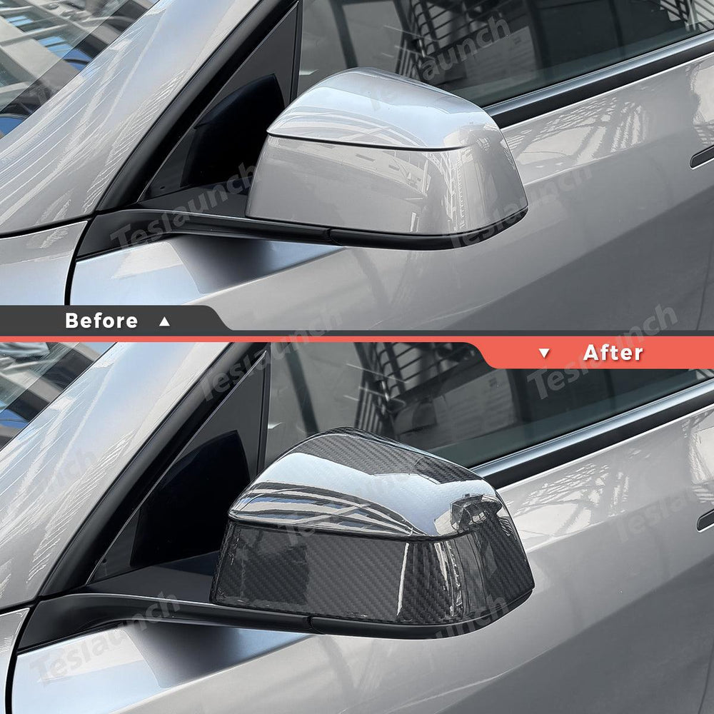 [Real Carbon Fiber] Rear View Mirror Covers for Tesla Model Y Juniper 2025+ (1 Pair) - Evooor