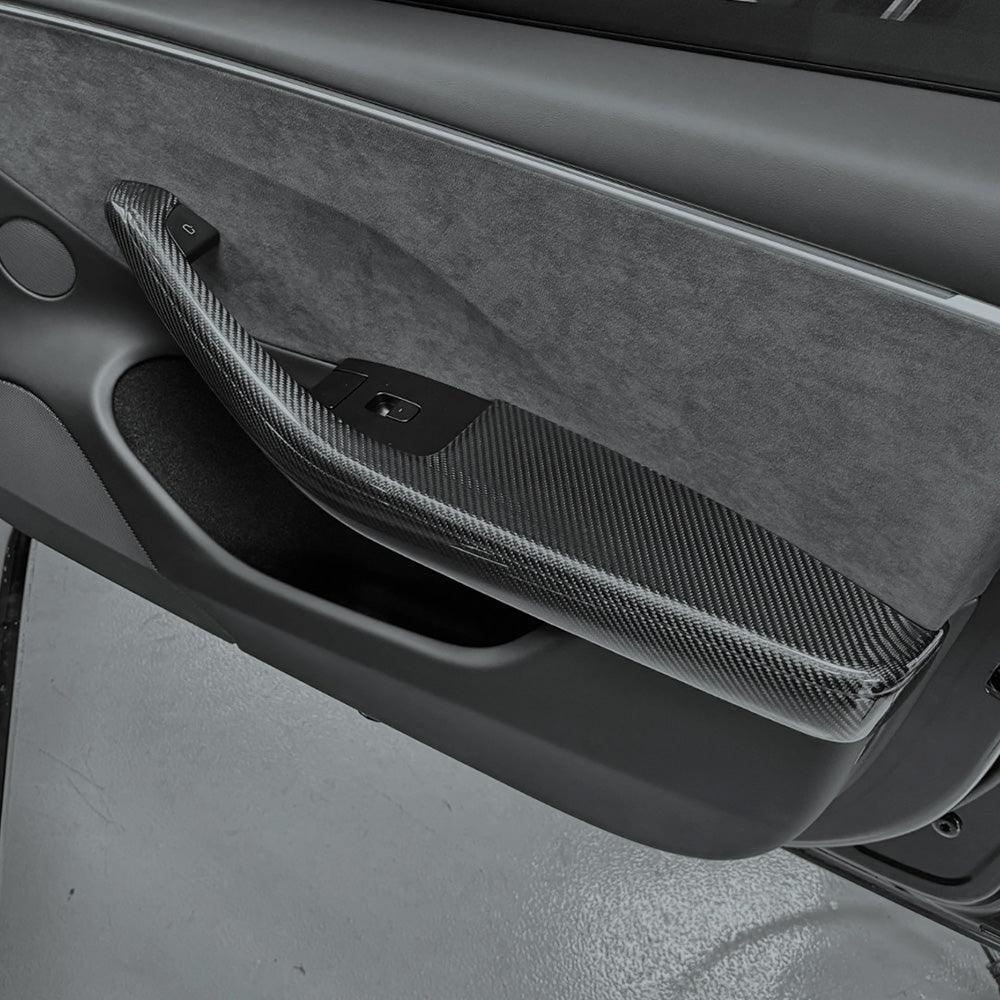 High-Quality Carbon Fiber Door Armrest Covers Set for Tesla Model 3 - Front and Rear Bundle (4 Pieces) - Evooor