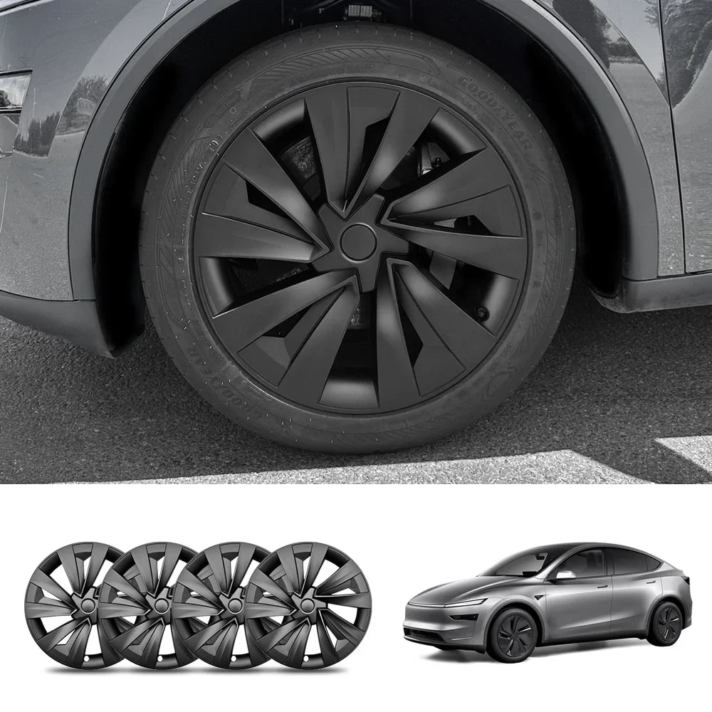 Set of 4 High-Quality 19'' Crossflow Wheel Covers Compatible with Tesla Model Y 2025+ - Sleek Helix 2.0 Design - Evooor