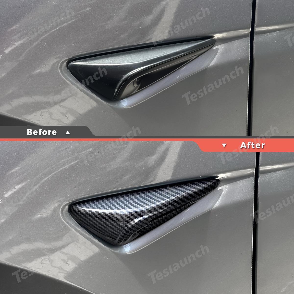 Carbon Fiber Pattern Turn Signal & Side Camera Covers (ABS) for Tesla Model Y Juniper 2025+ - Evooor