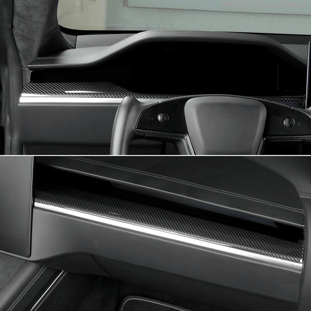 High-Quality Carbon Fiber Dashboard Protectors for Tesla Model S/X 2022 and Beyond - Evooor
