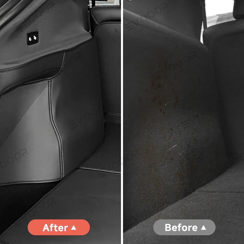 Protections latérales de coffre arrière en cuir Napa–Ensemble de 2 pièces pour une protection longue durée Tesla Model Y Juniper 2025+