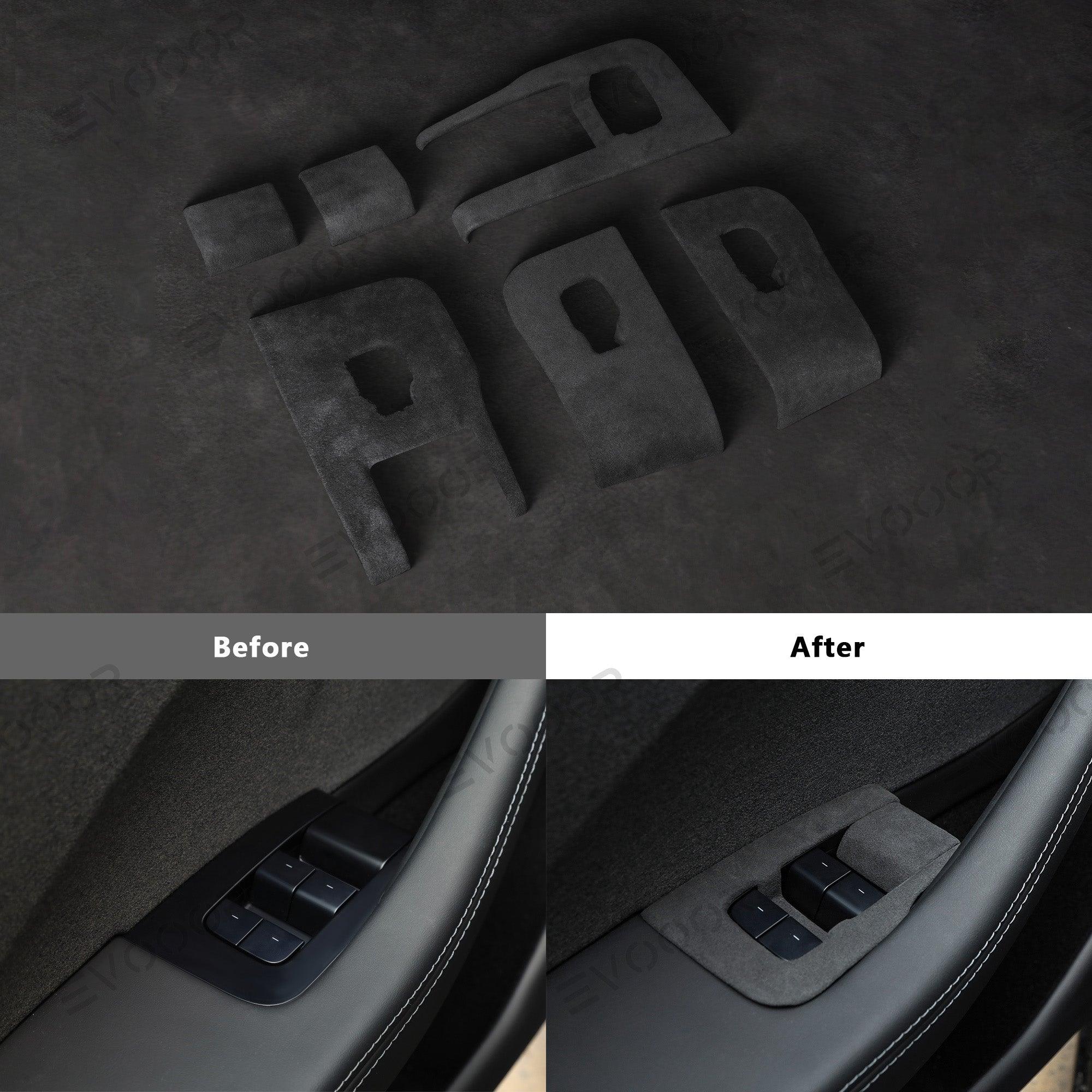 Tesla Alcantara Window Switch Button Cover 6 PCS For 2024 Model 3 Highland - Evooor