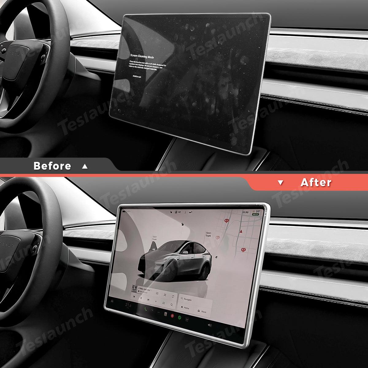 All-in-One Central Screen Tempered Glass & Frame Cover for Tesla Model Y Juniper 2025+ - Evooor