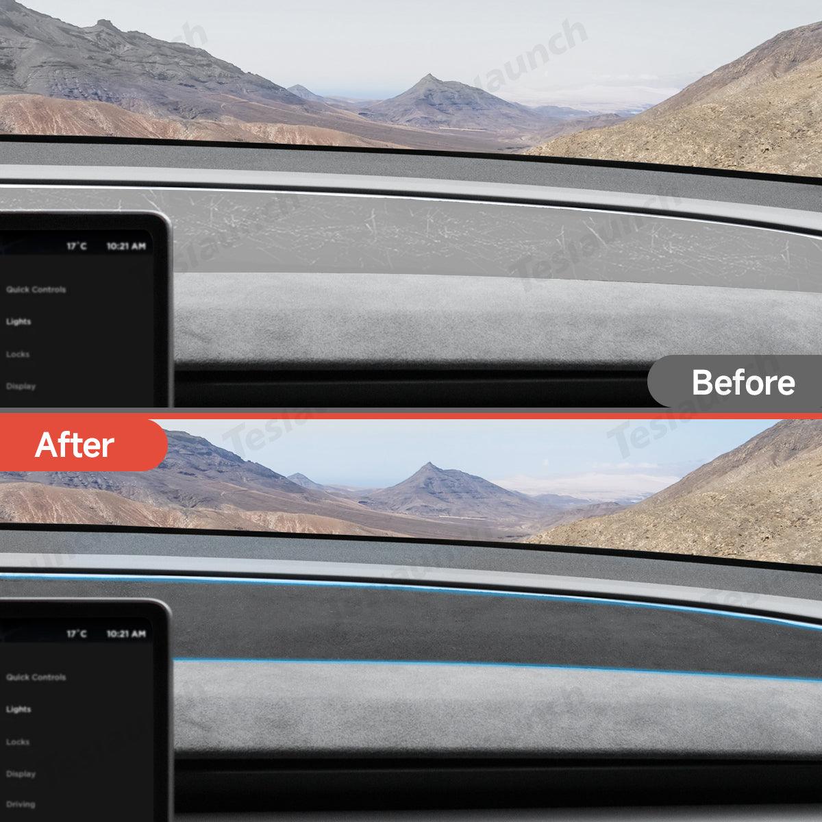 Suede Sunshade Dashboard Mat – UV Protection & Anti-Glare for Tesla Model Y Juniper 2025+ - Evooor