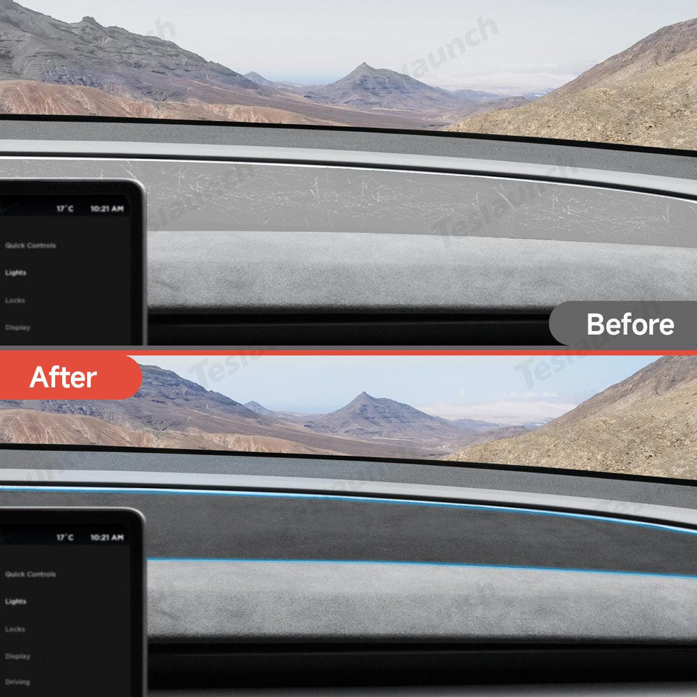 Suede Sunshade Dashboard Mat – UV Protection & Anti-Glare for Tesla Model Y Juniper 2025+ - Evooor