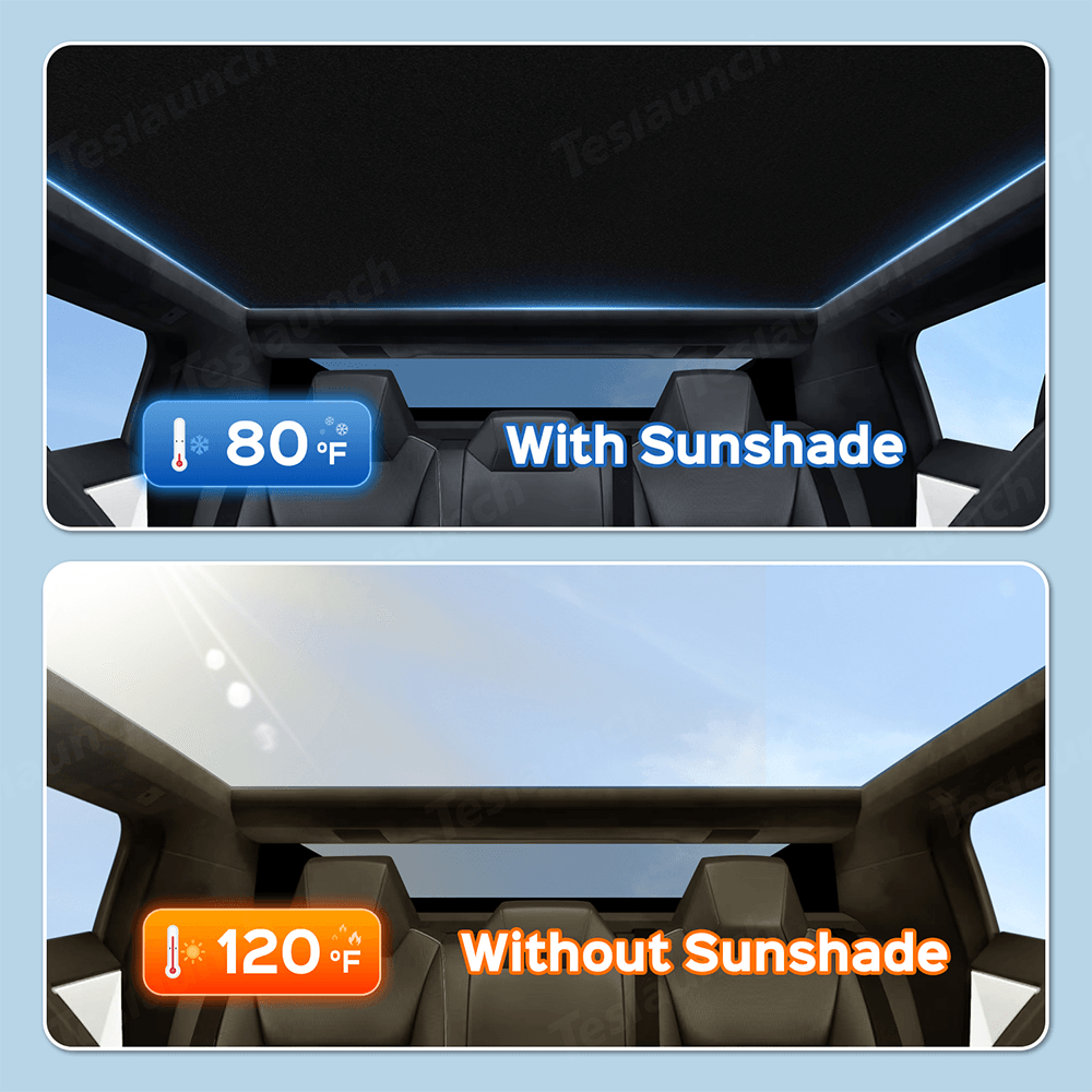 Electrostatic Adsorption Sunroof Ice Crystal Glass Roof Sunshade for Cybertruck - Evooor