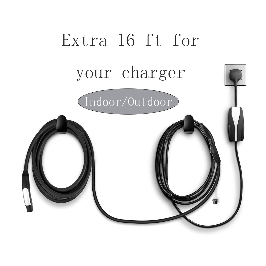 Electric Vehicle Charging Extension Cable with Convenient One-Button Switch for Tesla Models 3, Y, S, X - 16 Feet Length - Evooor