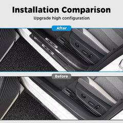 Leather Carbon Fiber Texture Door Sill For VW ID.4 2021-2025 - Evooor