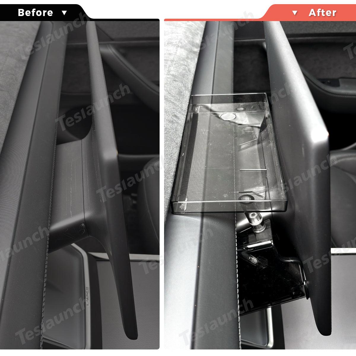 Under Central Control Screen Hidden Storage Box with Tray for Tesla Model Y Juniper 2025+ - Evooor