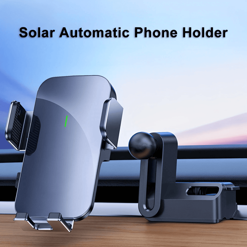 Solar-Powered Wireless Car Phone Mount for Tesla Model 3 & Model Y - Automatic Charging Dashboard Holder - Evooor