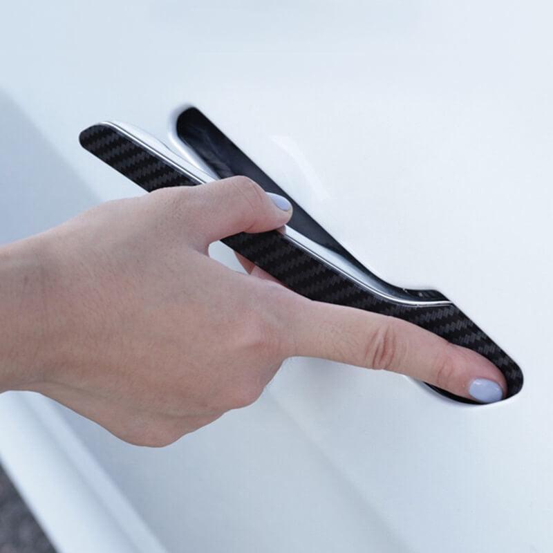 Glossy Carbon Fiber Door Handle Protection Kit for Tesla Model 3/Y (Set of 4) - Ultimate Style and Protection - Evooor