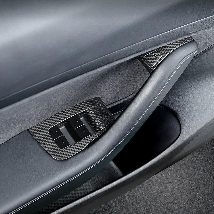 High-Quality Carbon Fiber Door Switch Covers for Tesla Model 3 and Model Y (Set of 12) - Evooor