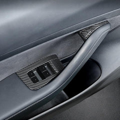 [Real Carbon Fiber] Model 3/Y Door Window Switch Cover, Door Switch Wrap Overlay (2017-2023) - EVOOOR