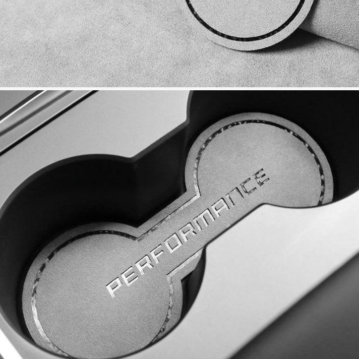 2023 Model 3/Y Alcantara Car Coaster Water Cup Holder Anti-Slip Pad Coaster Double Holder For Tesla (2021-2023) - Evooor