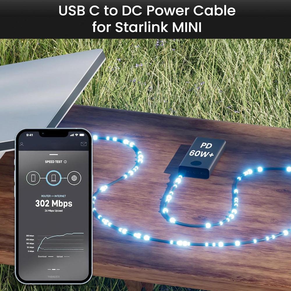 USB-C to DC Power Cable for Starlink Mini - Efficient Charging Solution for Starlink Mini with USB-C Power Input - Evooor