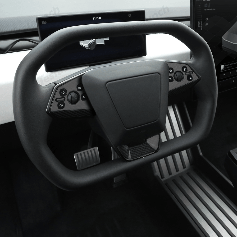 [Real Carbon Fiber] Steering Wheel Panel Covers for Tesla Cybertruck (Set of 3) - Evooor