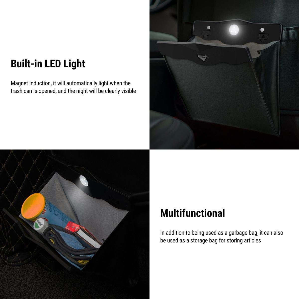 Durable LED Car Trash Can for Tesla Model 3/Y/X/S - Eco-Friendly Car Waste Bin - Evooor