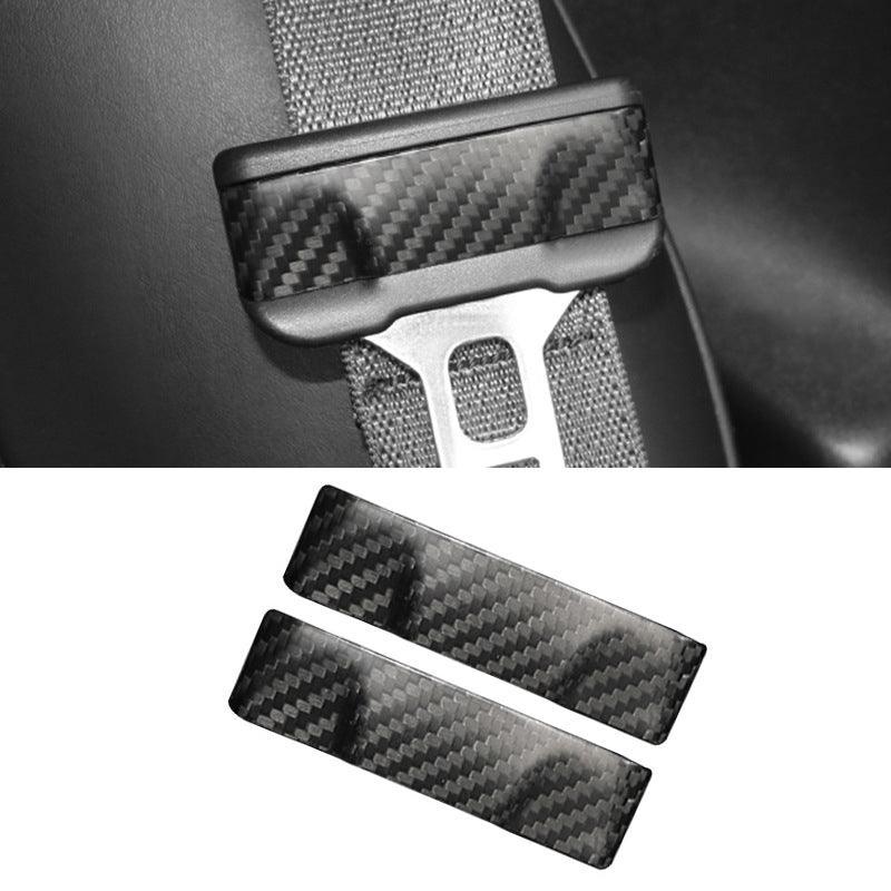 Tesla Model 3/Y [Real Carbon Fiber] Seat Belt Fascia Cover Accessories (2017-2024) - Evooor