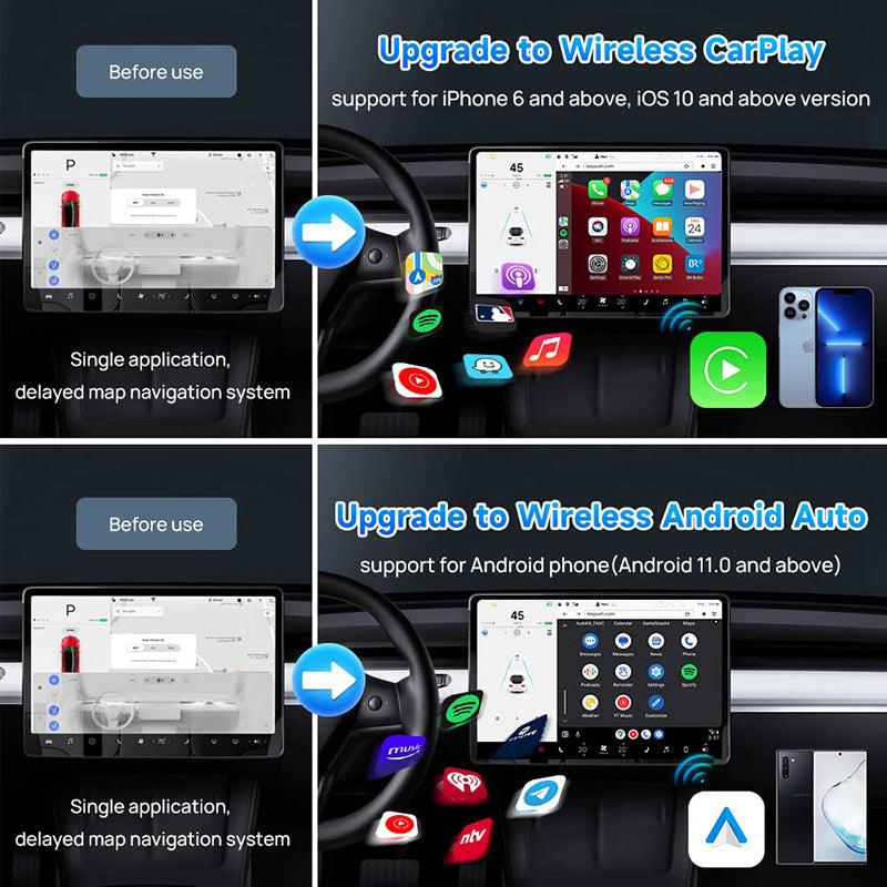 2024 Tesla Model 3/Y (2018-2024) Wirelessly Connect Apple Carplay on Tesla Main Screen ( iOS 10+/Android 11+) - Evooor