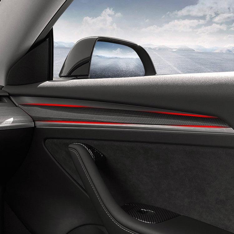 Model 3 [Real Carbon Fiber] Door Trim Cover, Front Door Trim Panel Caps For Tesla (2021-2023) - Evooor