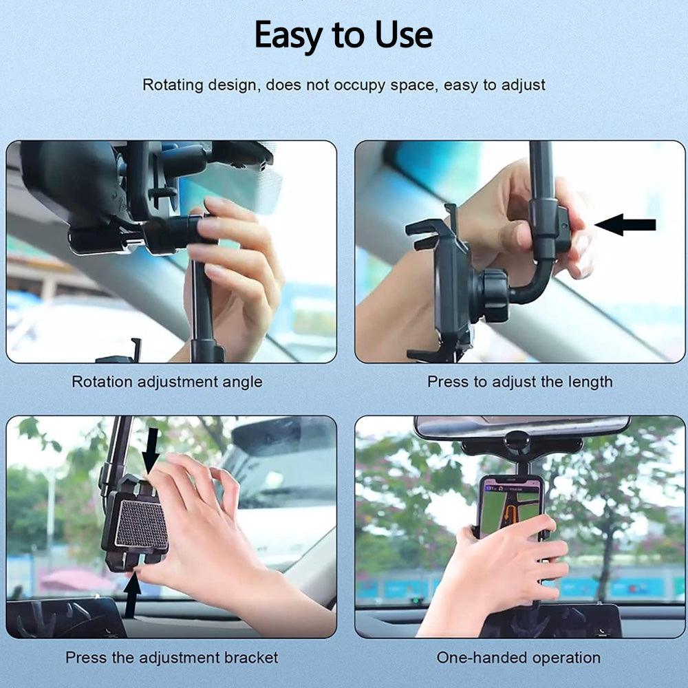 Universal Adjustable Rearview Mirror Phone Mount - Evooor