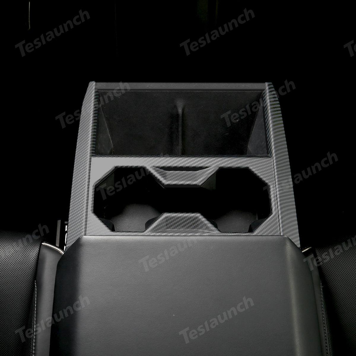 [Real Carbon Fiber] Center Console Cup Holder Panel Trim Cover for Cybertruck - Evooor