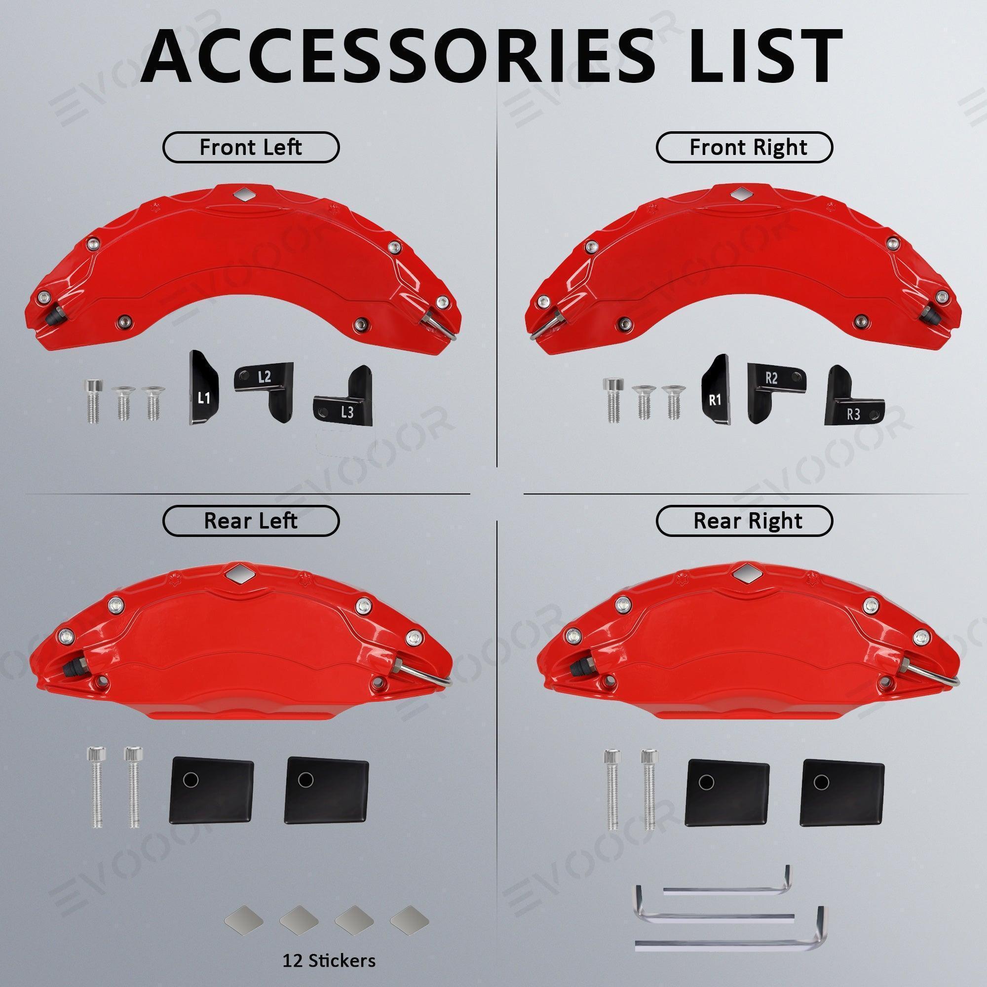 Red Tesla 2021-2023 Model S/X Brake Caliper Covers (4Pcs) - Evooor