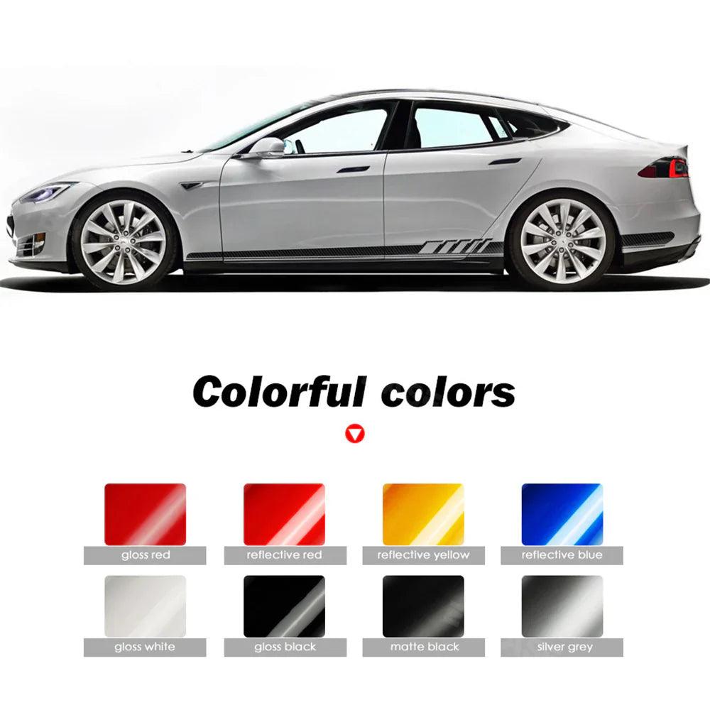 Custom Side Skirt Decal Sticker Set for Tesla Model 3/Y/S/X, Racing Stripe Design for Car Body Customization - Evooor
