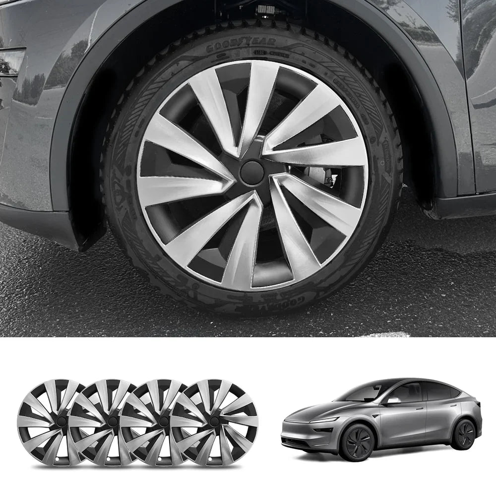 Set of 4 High-Quality 19'' Crossflow Wheel Covers Compatible with Tesla Model Y 2025+ - Sleek Helix 2.0 Design - Evooor