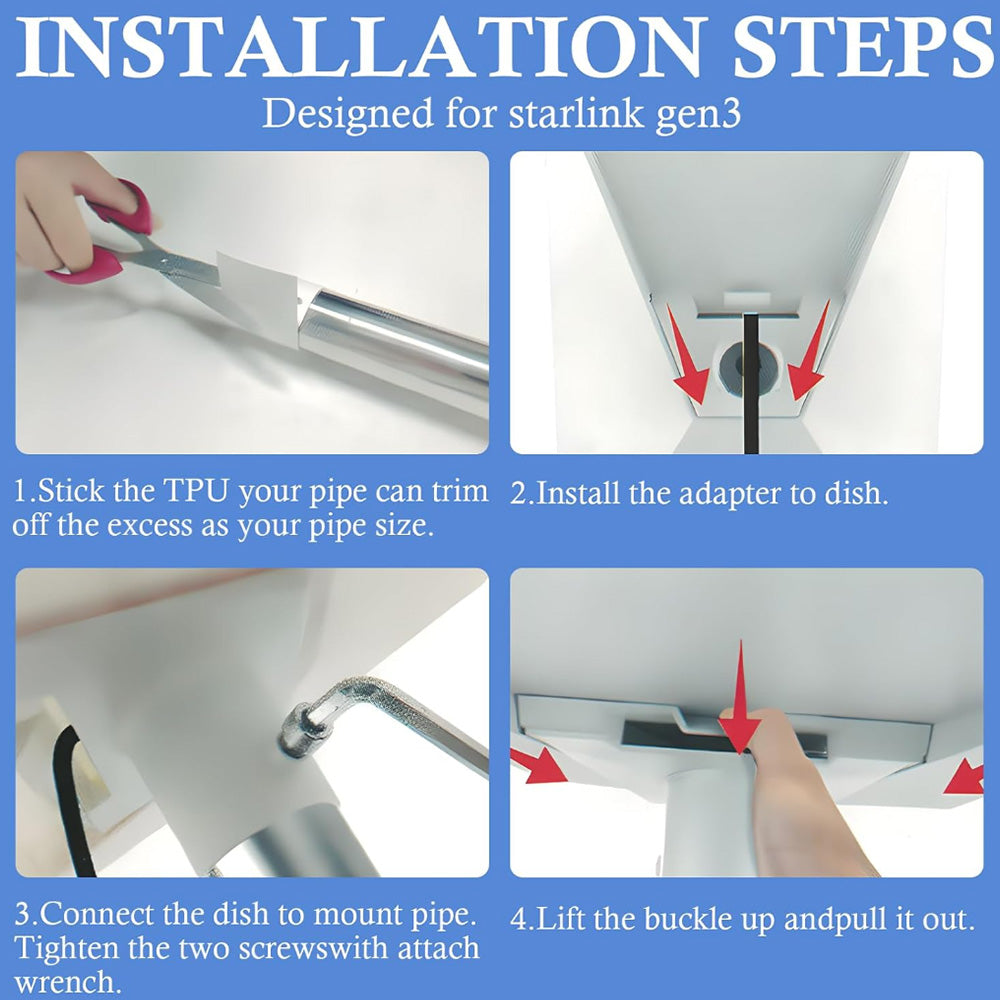 Starlink Dish Pole Mount Adapter Kit - Securely Attach Gen3 Satellite Dish - Evooor