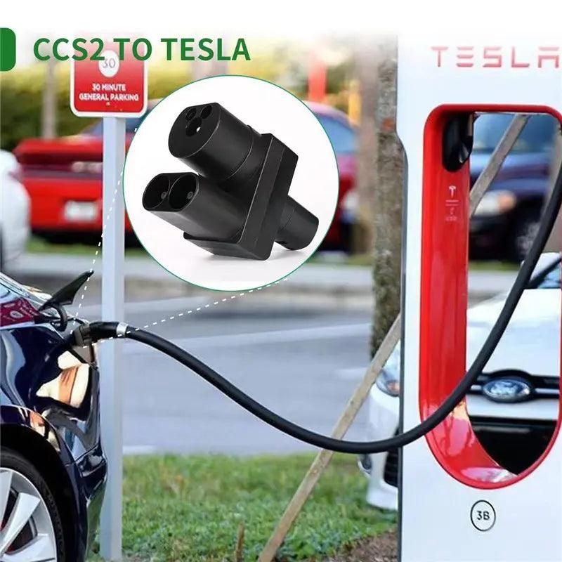Electric Vehicle Charging Adapter Compatible with CCS2 to Tesla/NACS for Model 3, Model Y, Model S, and Model X - Evooor