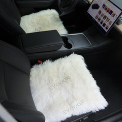 Faux Sheepskin Front Seat Covers Black/White For Tesla Model S/X/3/Y (2012-2023) 2PCS