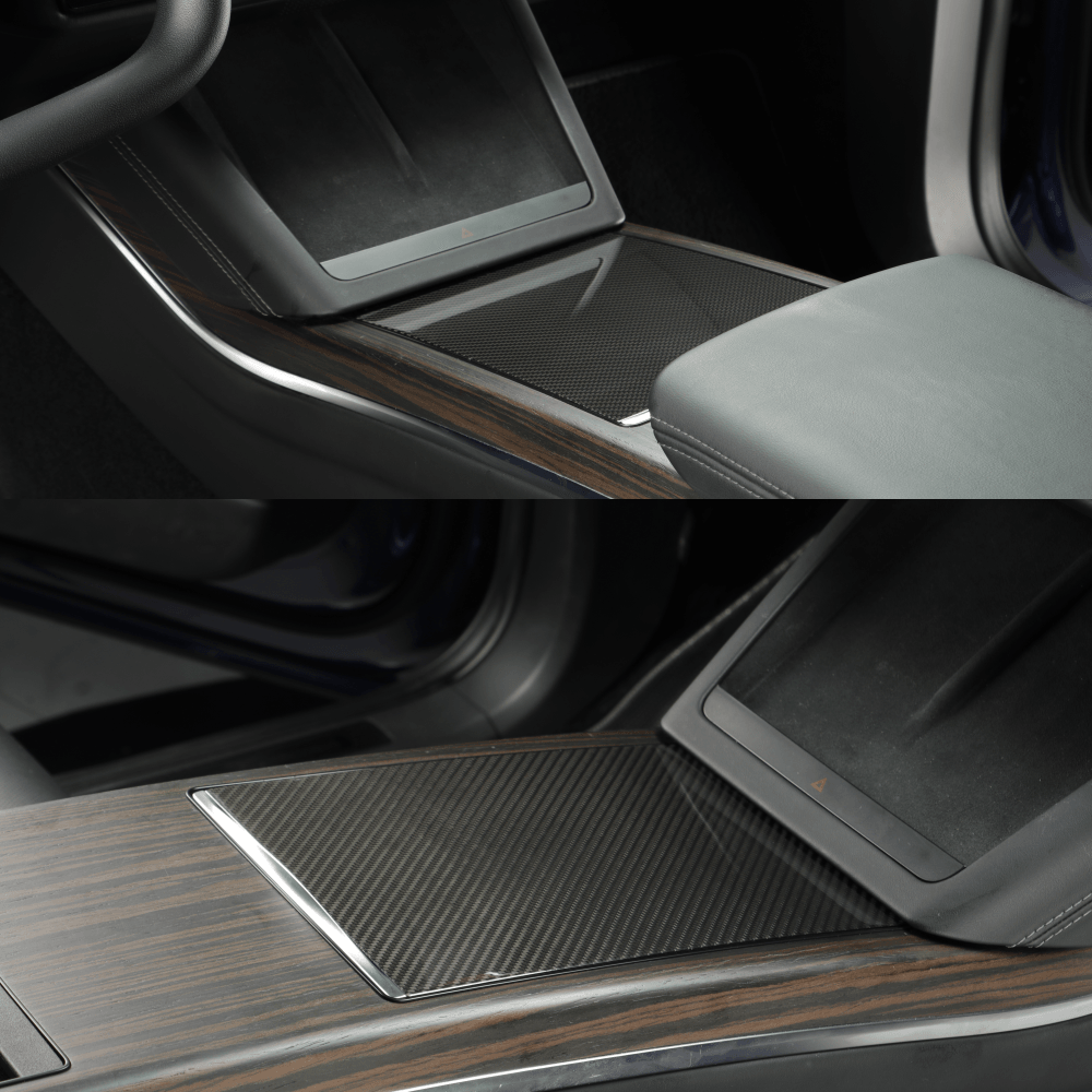 High-Quality Carbon Fiber Center Console Cover for Tesla Model S/X 2022+: Enhance Your Car's Interior Style - Evooor