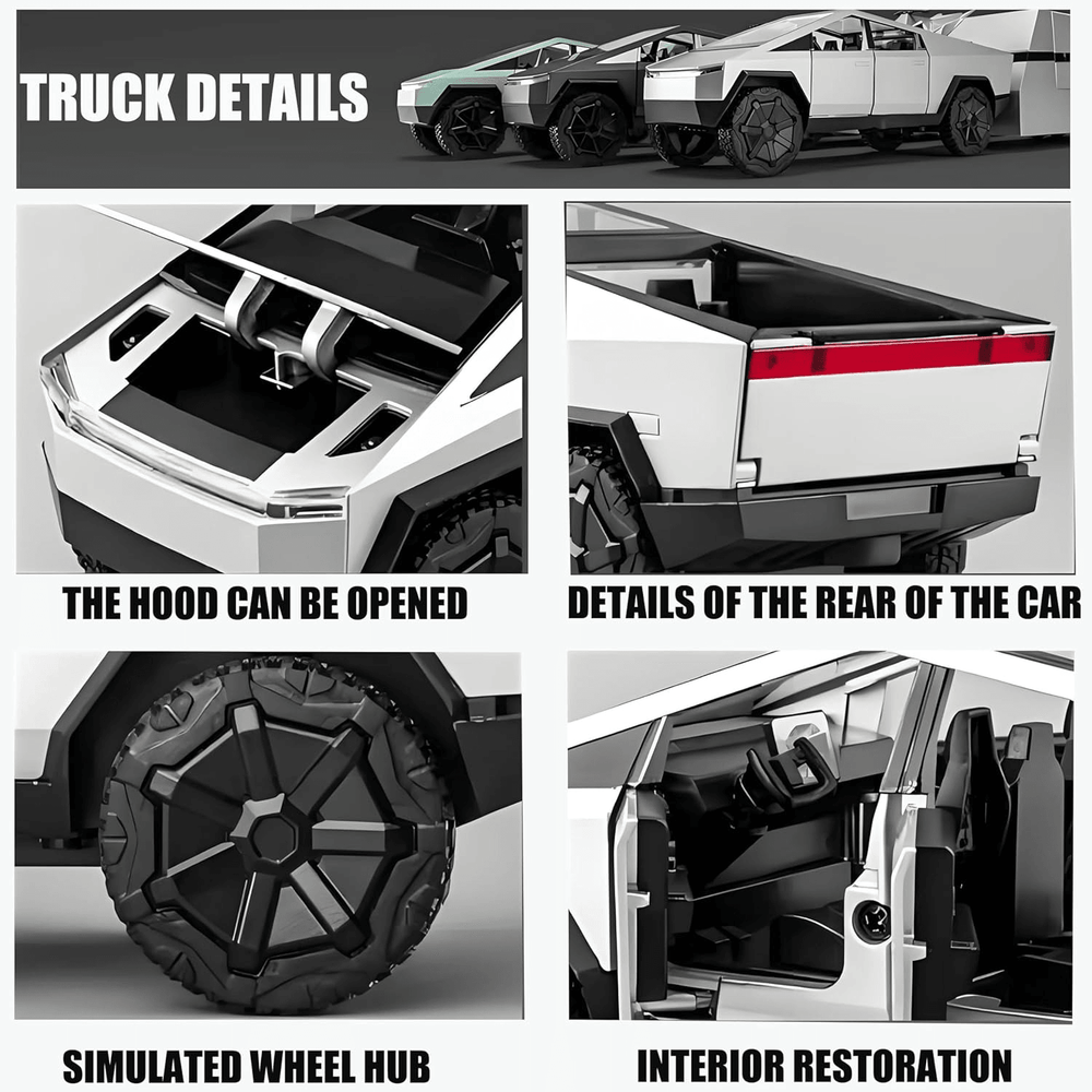 Cybertruck Pickup Truck Alloy 1/24 Car Model - Evooor