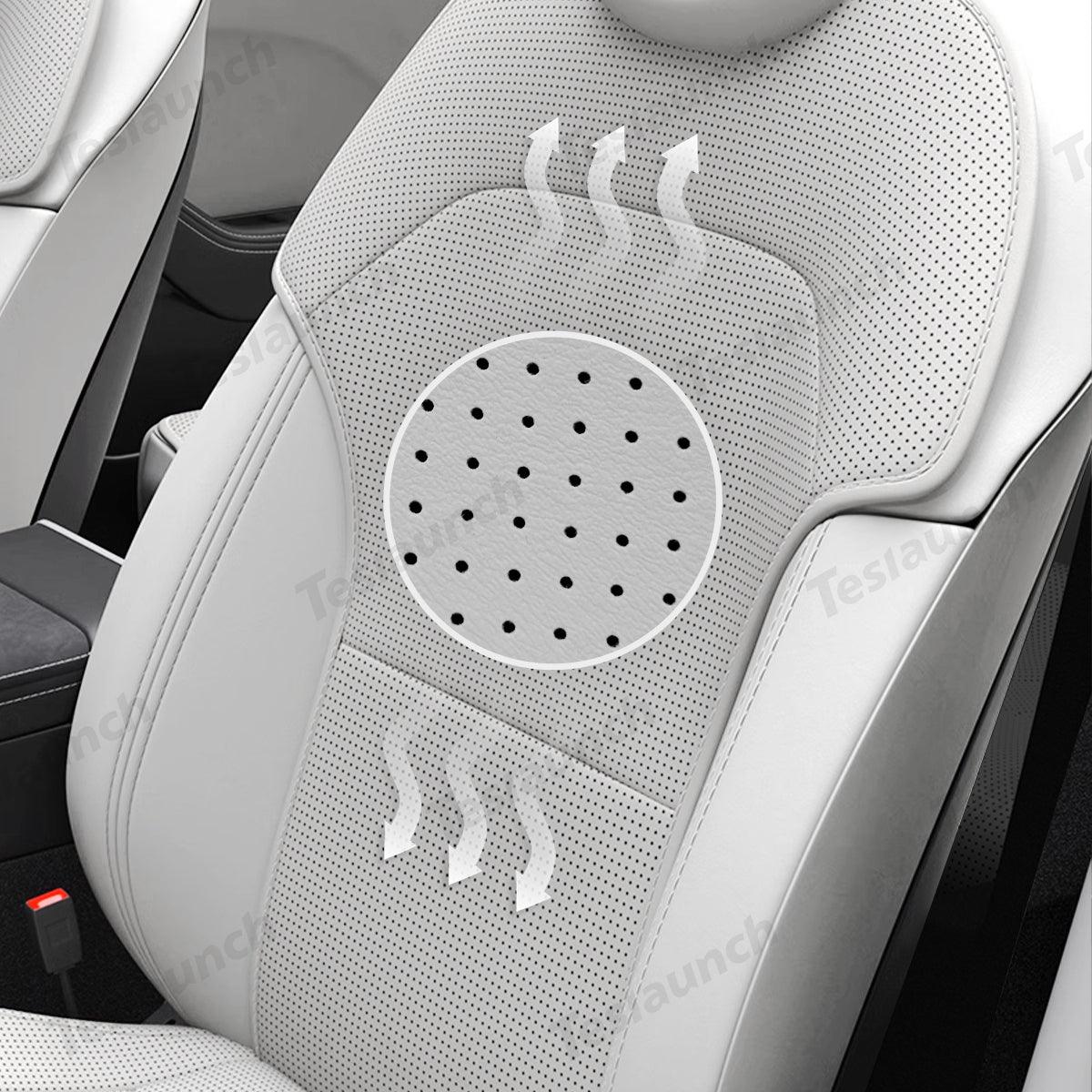 Napa Leather Seat Cushion Set – All-Season Ventilated Comfort for Tesla Model Y Juniper 2025+ (7-Piece Set) - Evooor