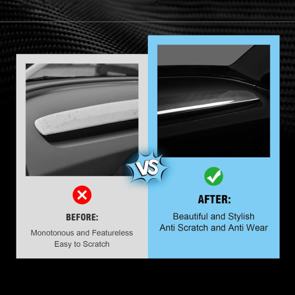 Carbon Fiber Pattern Split Dashboard Cover and Air Outlet Cover Set for Tesla Model 3 - Compatible with Highland 2024+ - Evooor